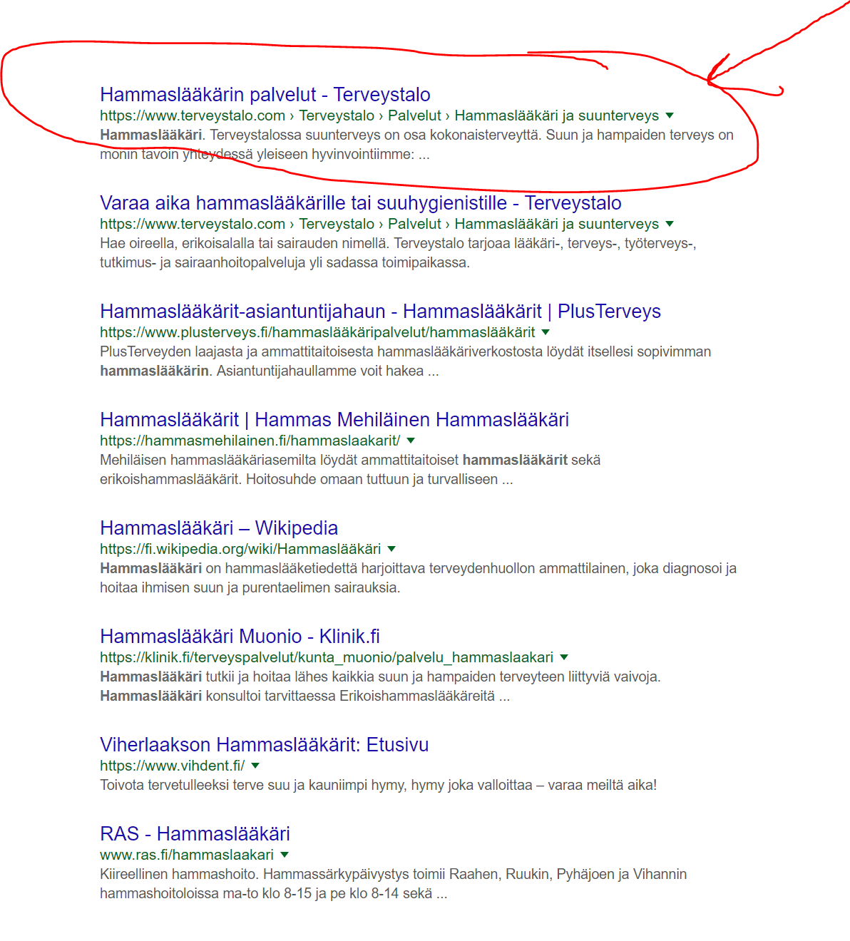 Hakutulos sanalla "hammaslääkäri" / hakukoneoptimointi helsinki